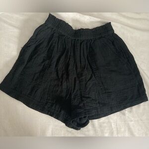 Aerie High Waist Cotton Gauze Black Shorts with Relaxed Fit Size Small